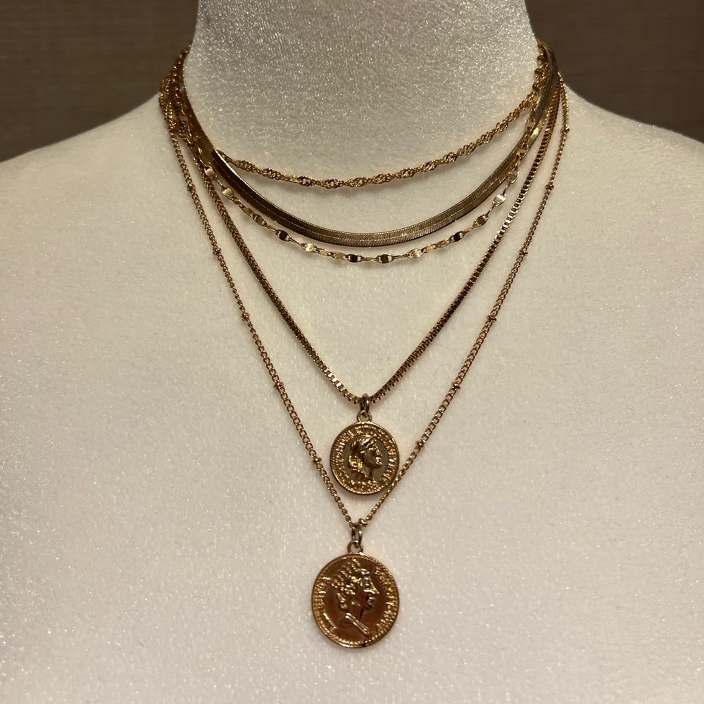 Chic Gold Layered Coin Necklace
